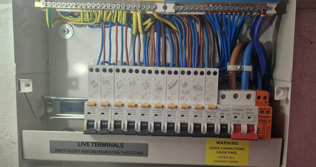 Fuse board and consumer unit installed in Essex by AJ Beale Electrical.